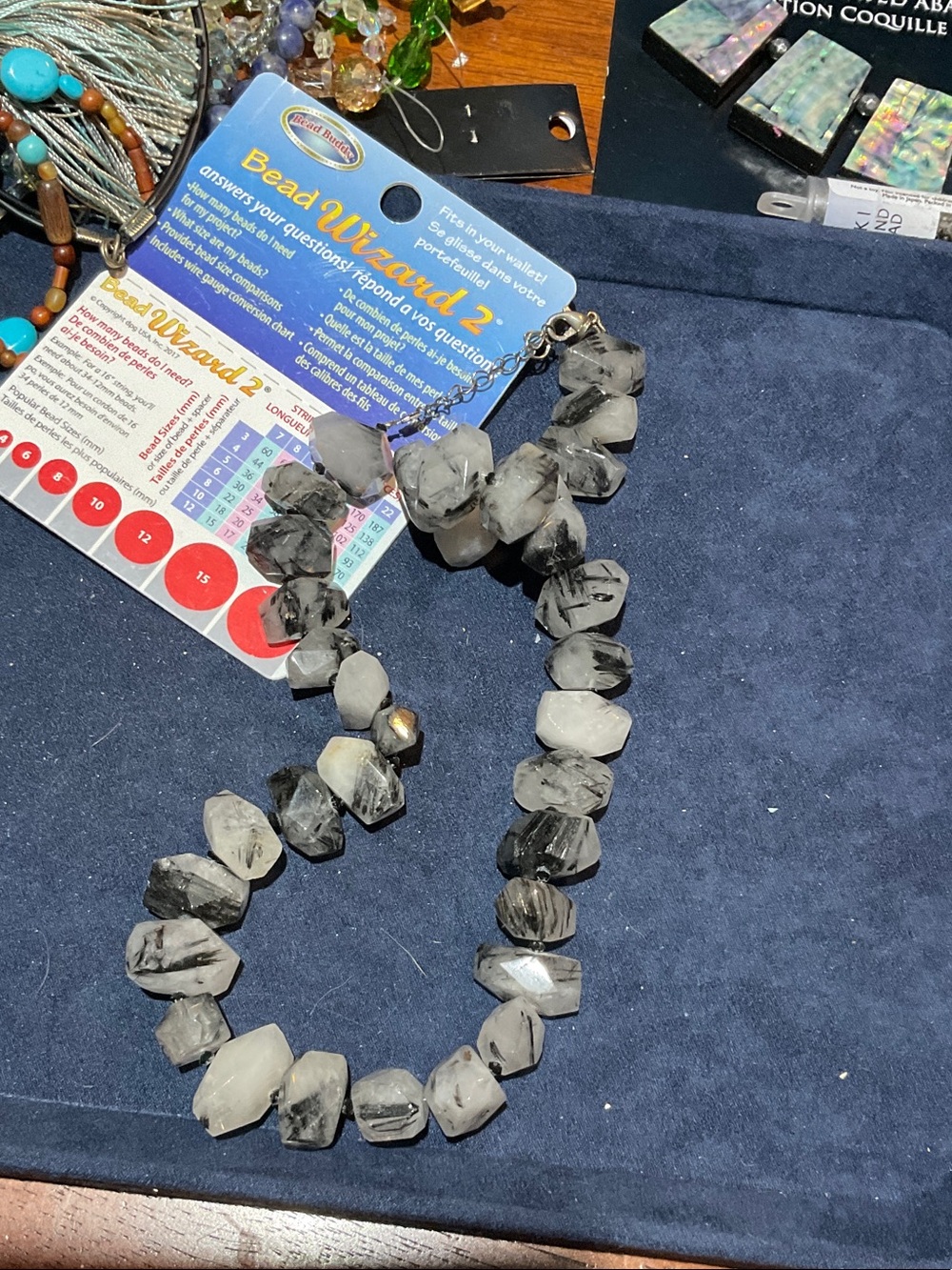 Handmade Black & White Stone Statement Necklace